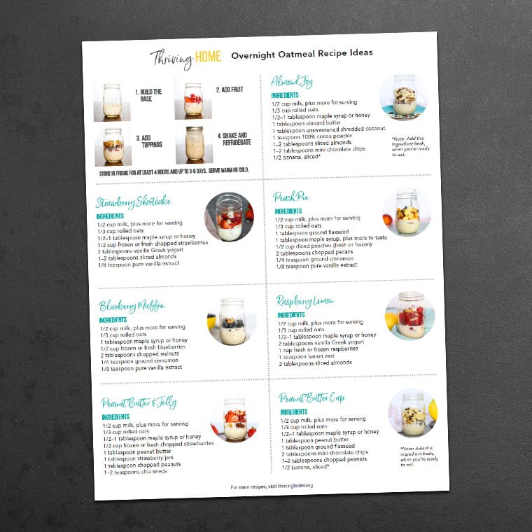 free printable of 7 Overnight Oats Recipes