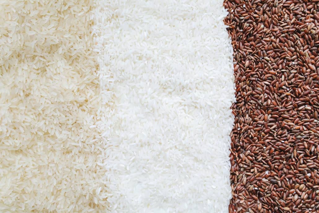 three varieties of rice