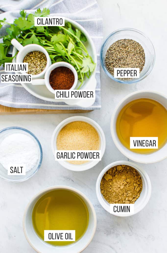 ingredients for chicken marinade on a counter