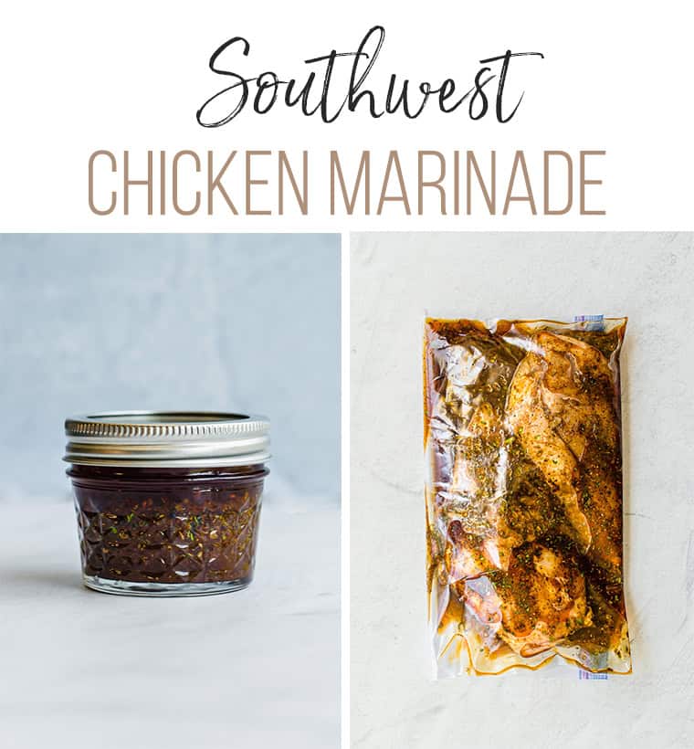 chicken marinade in a small mason jar and in a freezer bag with chicken