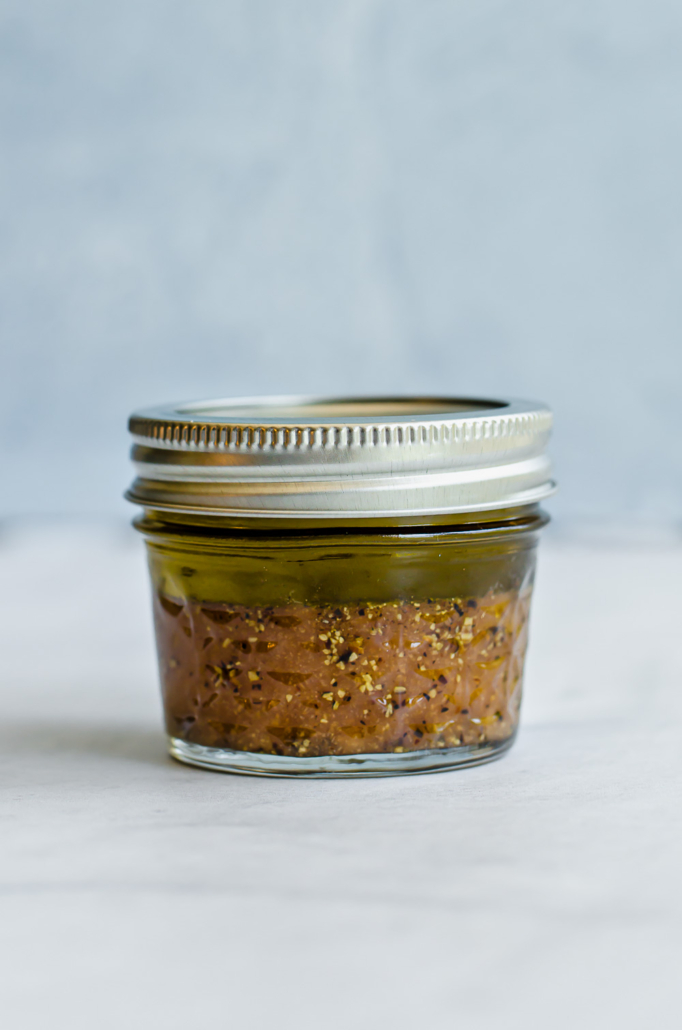 savory chicken marinade in a mason jar