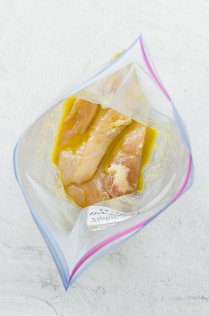 chicken breasts in honey dijon marinade in freezer bag