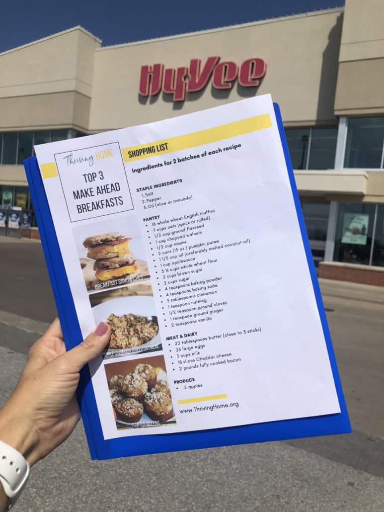 Shopping list in front of Hy-Vee Store
