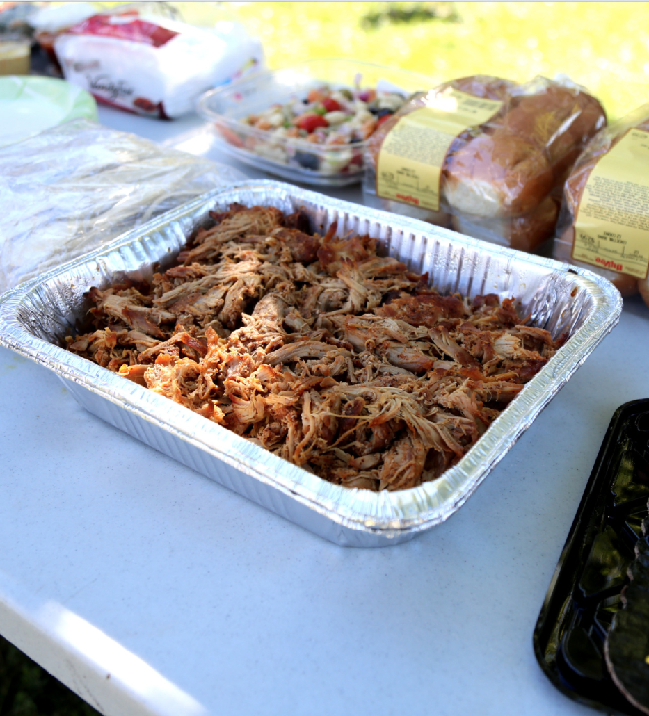 pulled pork in a foil tin