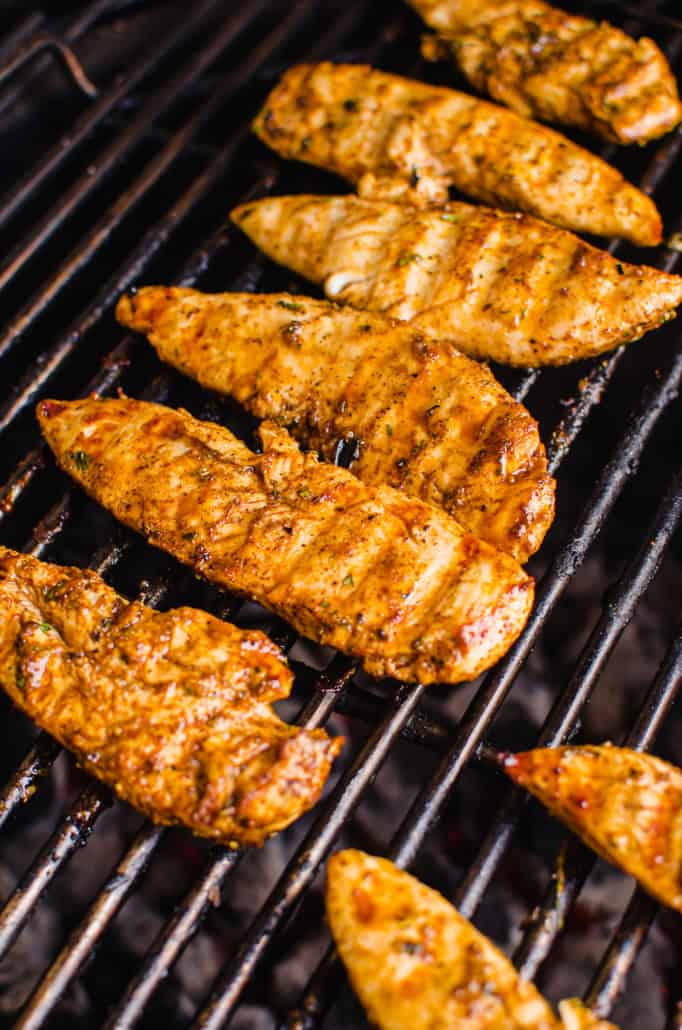 southwest chicken tenders on the grill