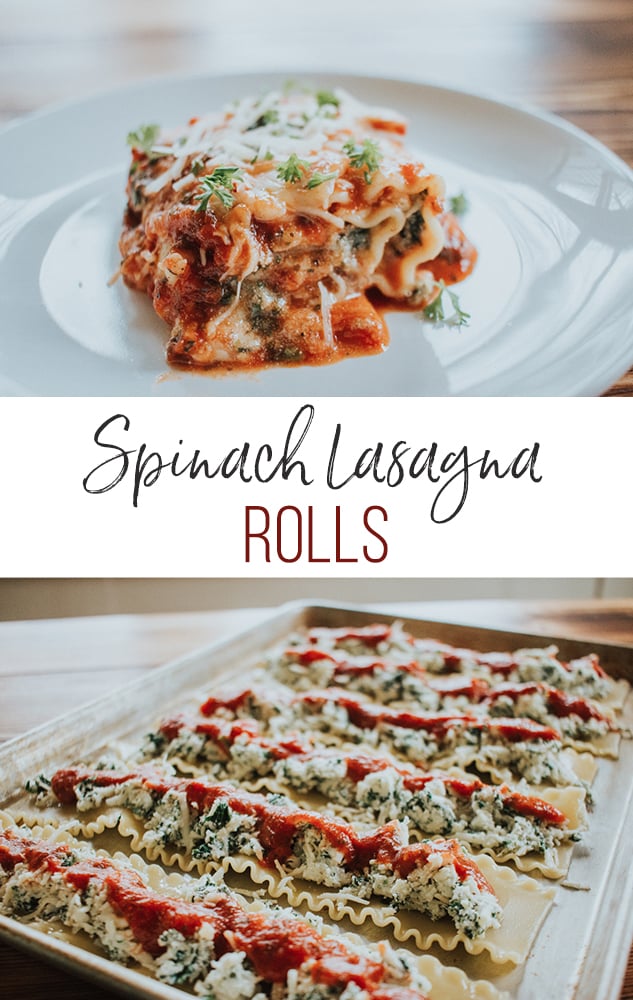 Spinach Lasagna Roll Up on a white plate