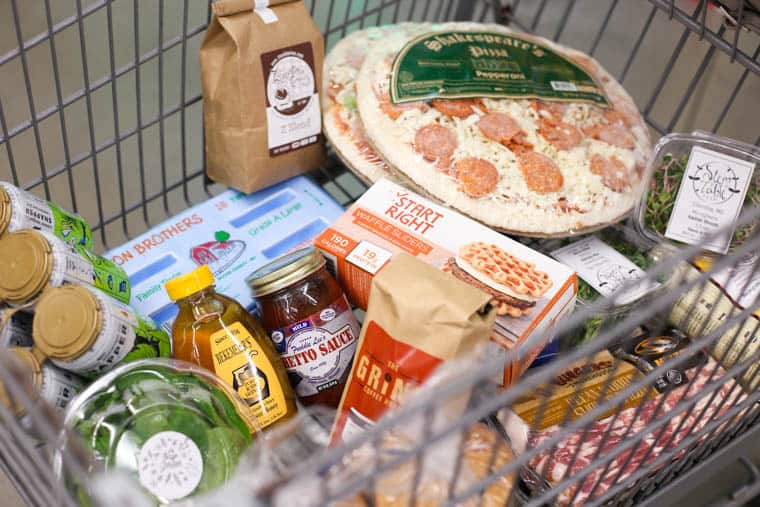 local products in shopping cart at Hy-Vee Columbia MO