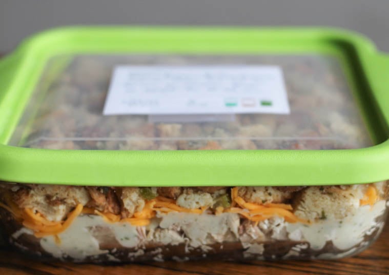 freezer meal 4 layer turkey casserole with stuffing