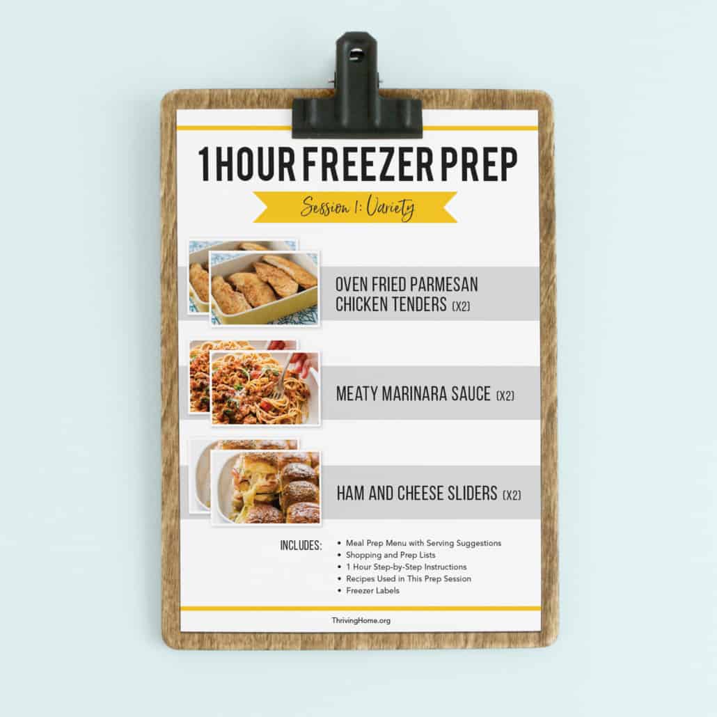 1 Hour Freezer Prep session on a clipboard 