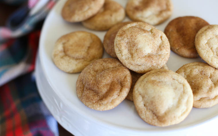 Snickerdoodle cookies on a white platter