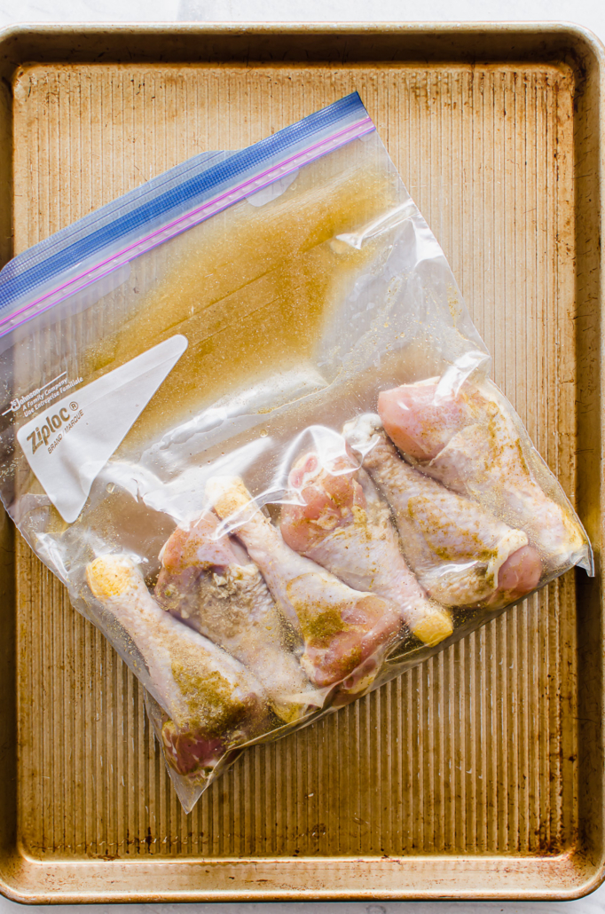 chicken drumsticks in a freezer bag