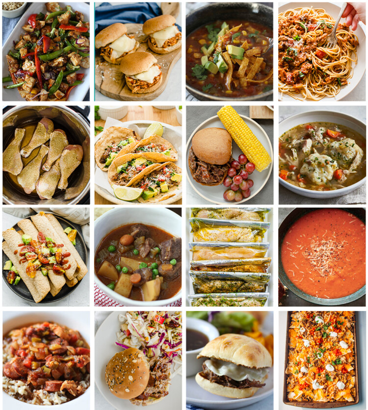 Instant pot freezer meal collage.