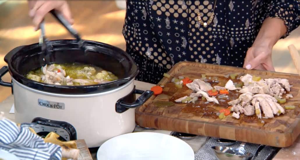 Moving chicken into slow cooker