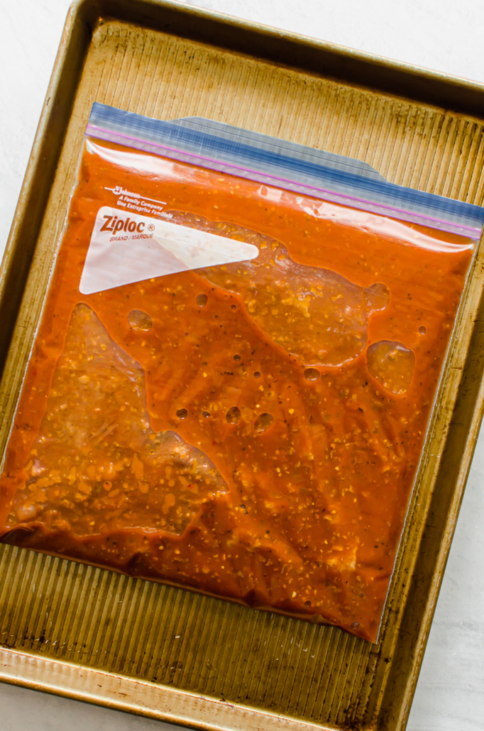 slow cooker pasta sauce in a freezer bag