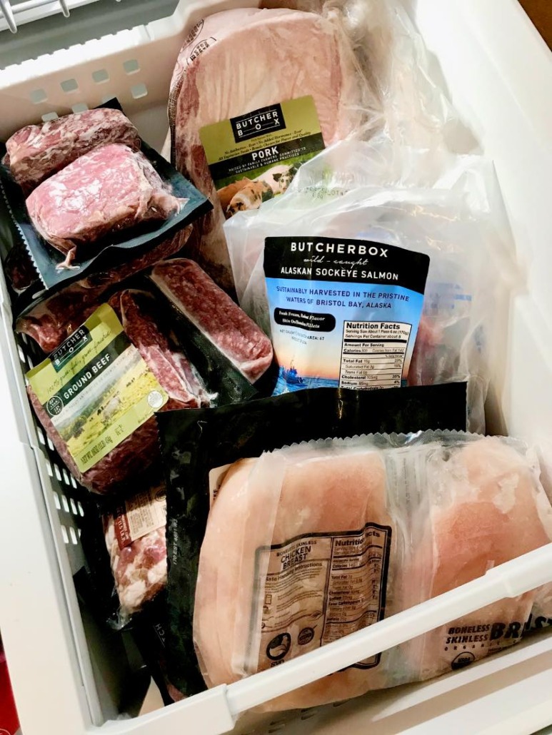 freezer full of packaged meat