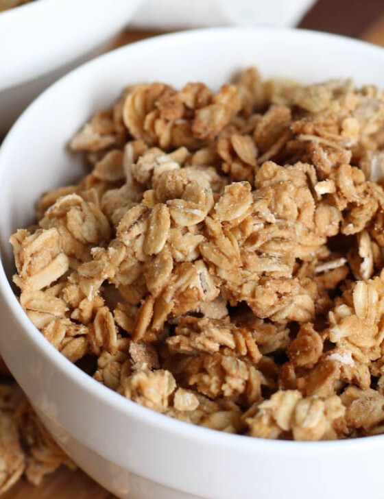 easy homemade granola in a white bowl