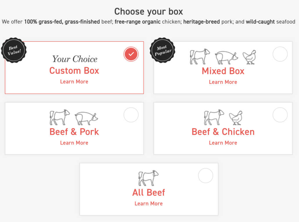 Choose your box options for ButcherBox