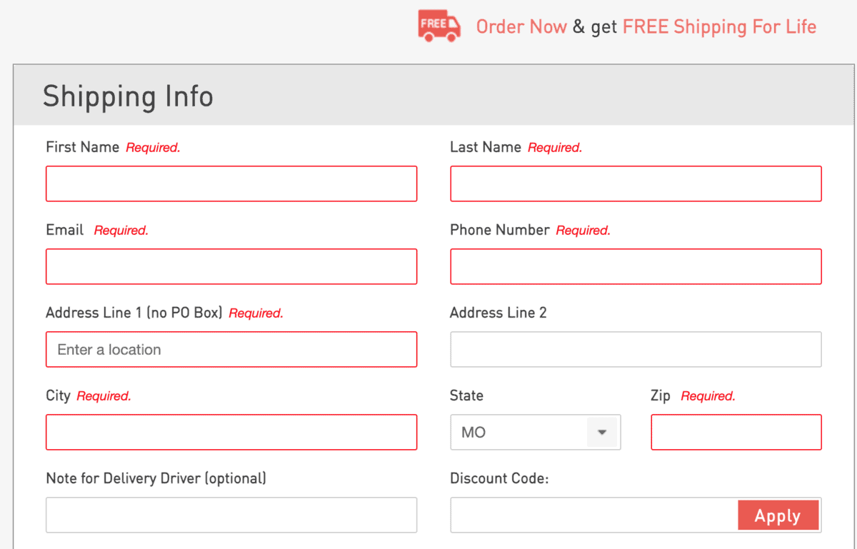 Payment information form at ButcherBox checkout.