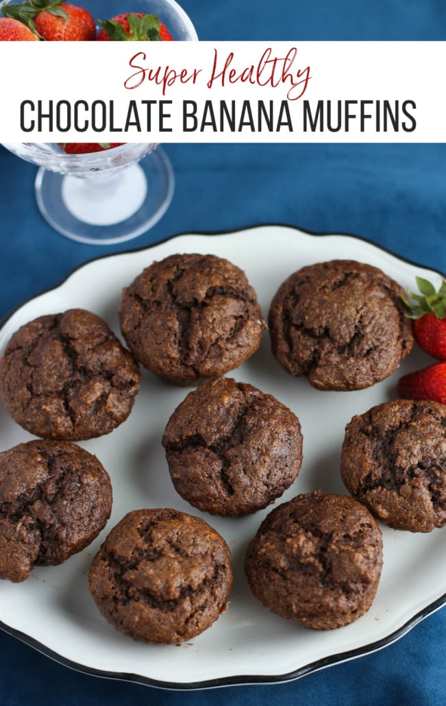 Chocolate Banana Muffins on a white plate