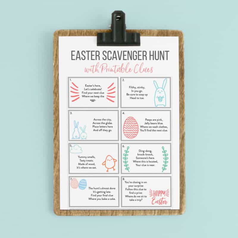 Easter Scavenger Hunt {Free Printable Clue Cards!}