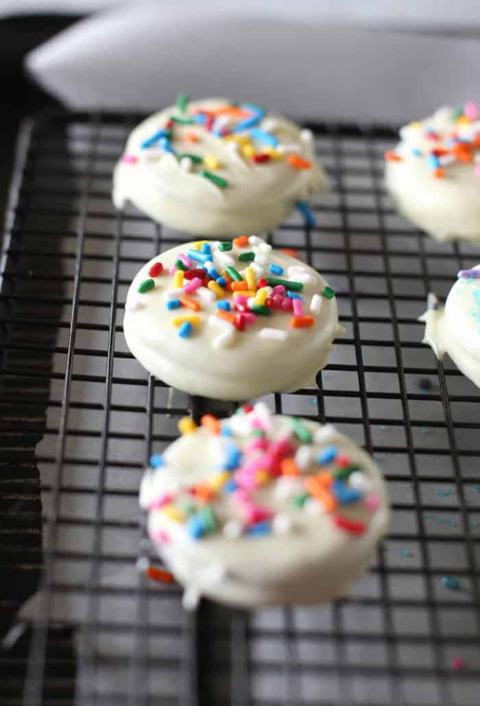 Chocolate Covered Oreos with sprinkles