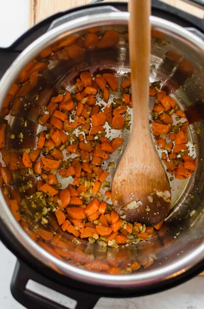 sauted carrots and onions in the Instant Pot
