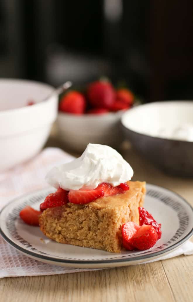 A slice of healthy strawberry shortcake 