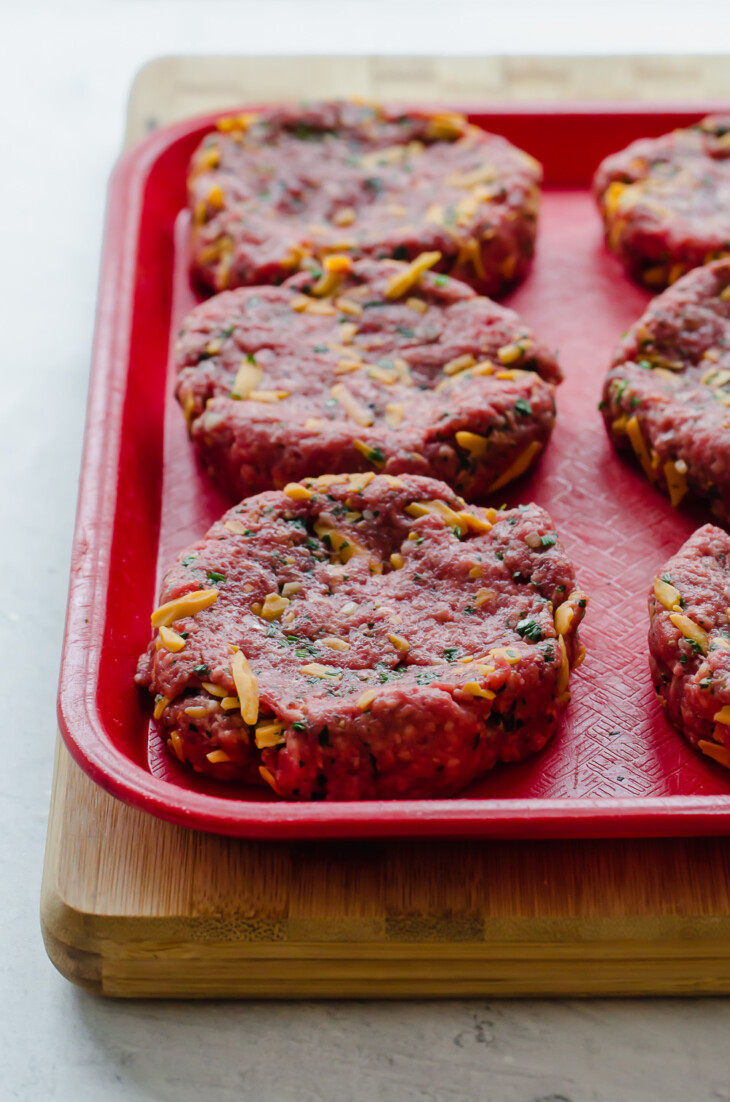 Cheesy Chive Burgers (Only 5 Ingredients!) - Thriving Home