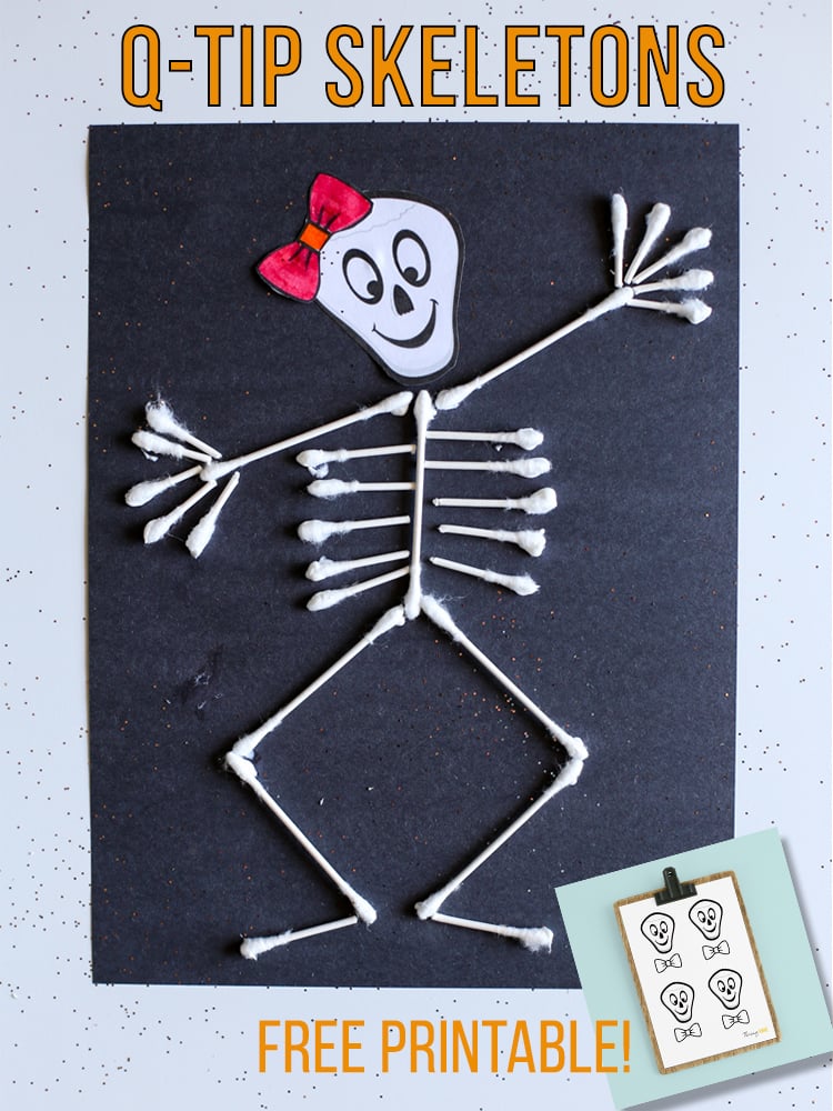 cute skeleton craft with q-tips