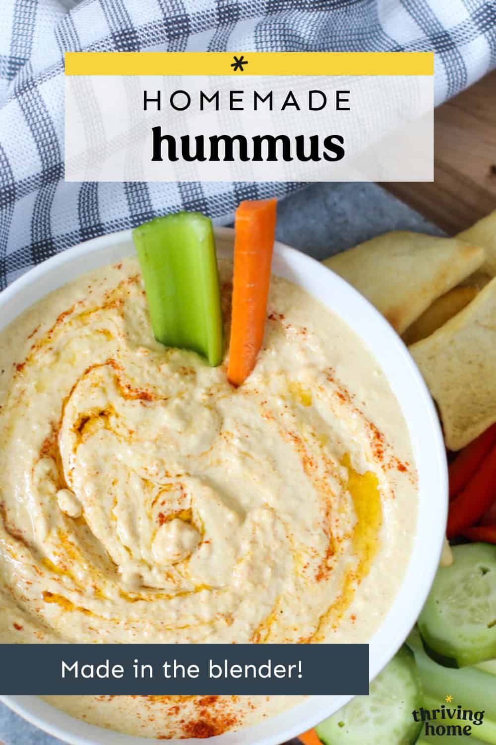 Simple Homemade Blender Hummus - Thriving Home