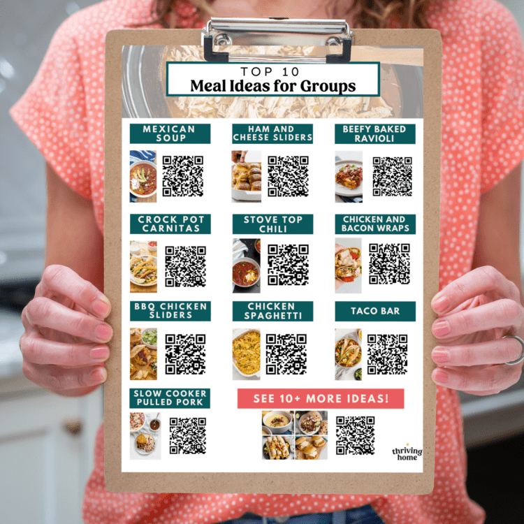 Meal ideas for groups cheat sheet