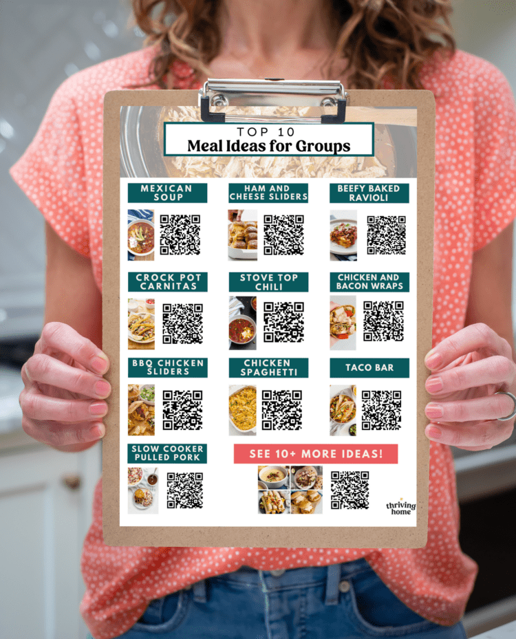 Meal ideas for groups cheat sheet
