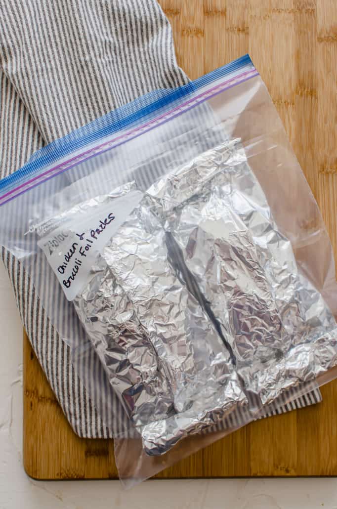 chicken foil packets in a freezer bag
