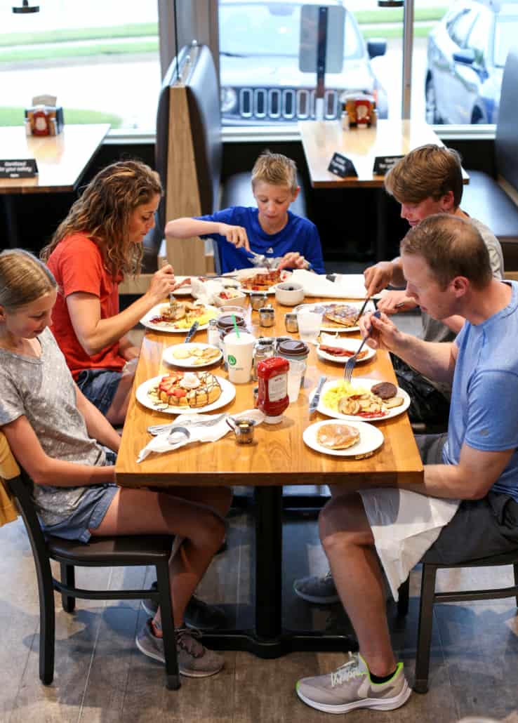 Family eating breakfast at Hy-Vee