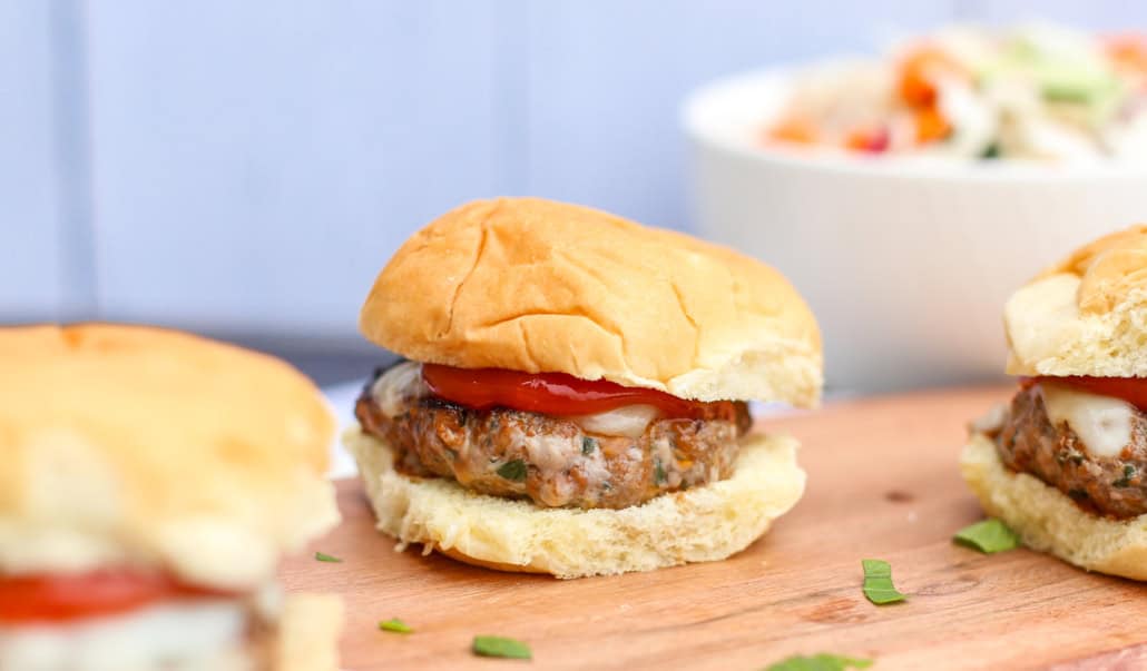 Italian Burgers on a cutting board 