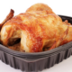 a rotisserie chicken from the store in a black pan