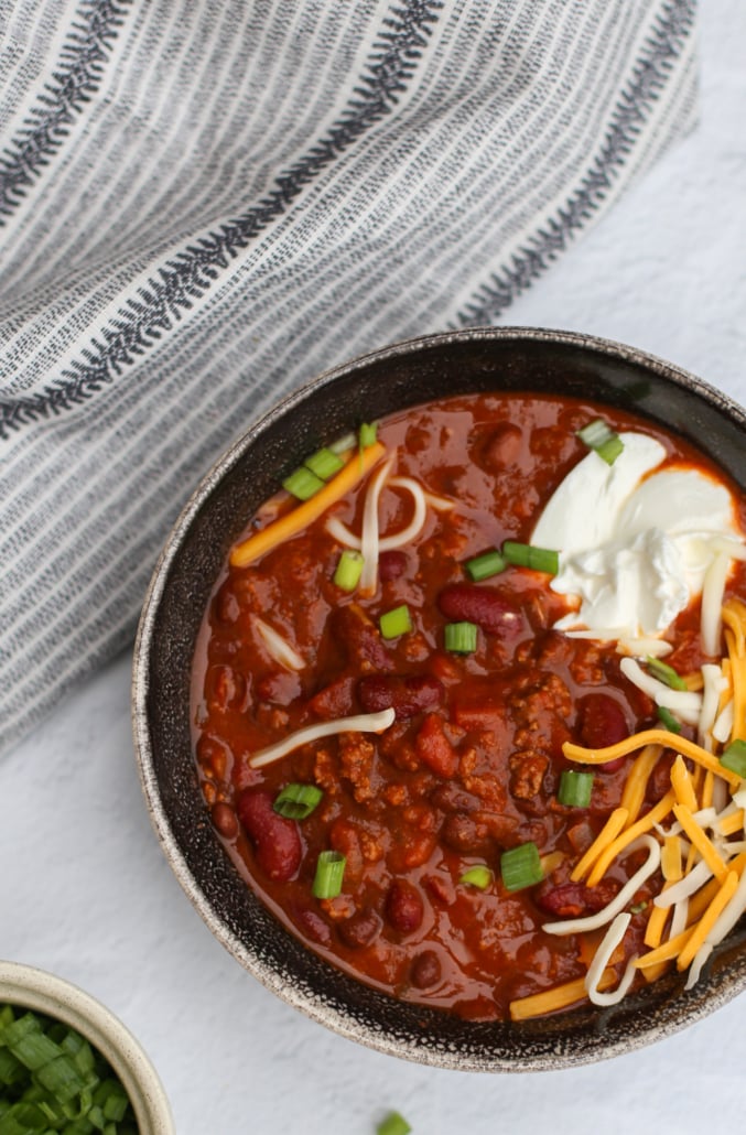 Instant Pot Chili with toppings 