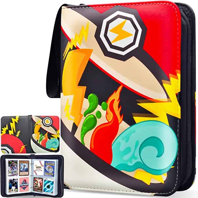 Pokemon Card Binder open to show some Pokemon cards in it.
