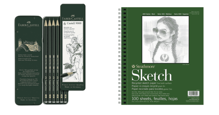 Sketchpad with pencils.