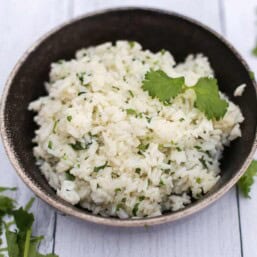 Cilantro lime rice in a serving bowl.