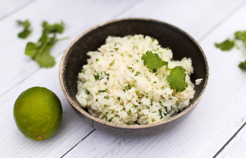 Cilantro lime rice in a bowl