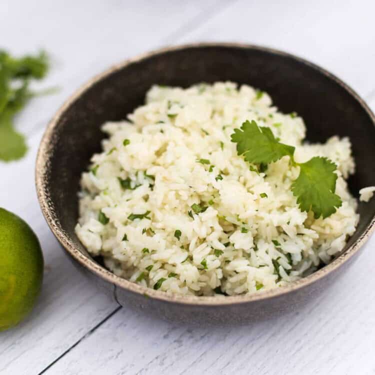 Cilantro lime rice in a bowl.