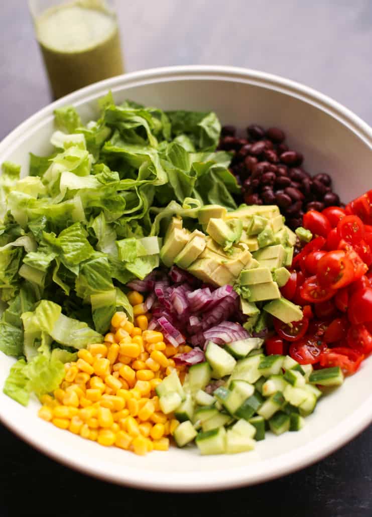 Mexican chopped salad--a side dish that goes with all kinds of Mexican recipes