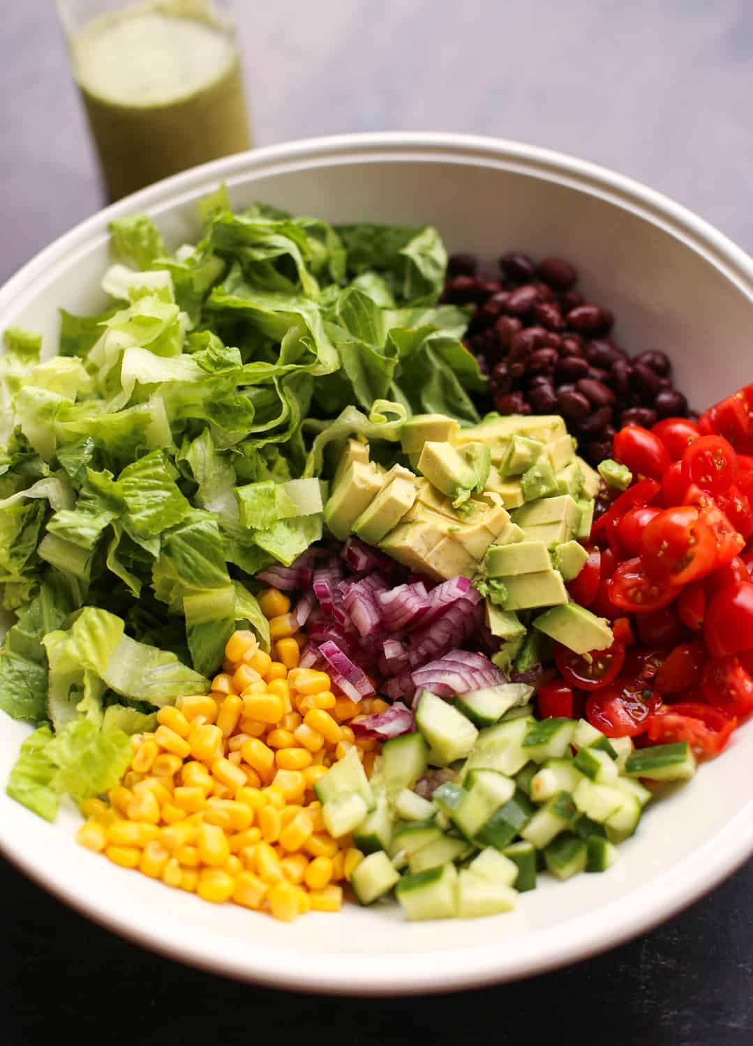 Mexican Chopped Salad in a large white bowl.