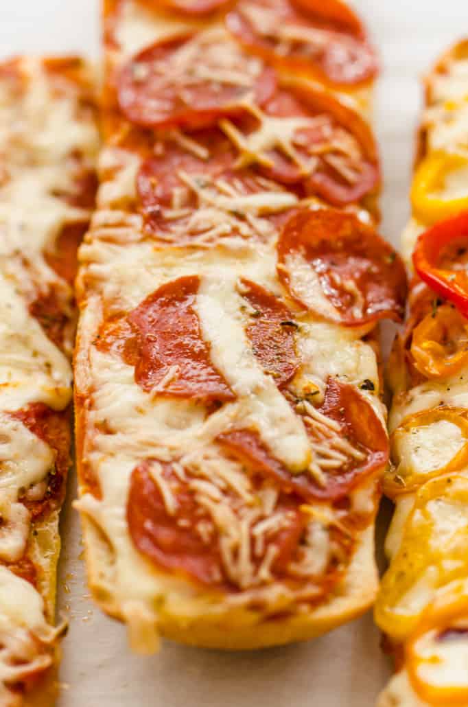 Close up of pizza bread after being baked