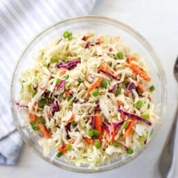 A bowl of coleslaw for pulled pork.