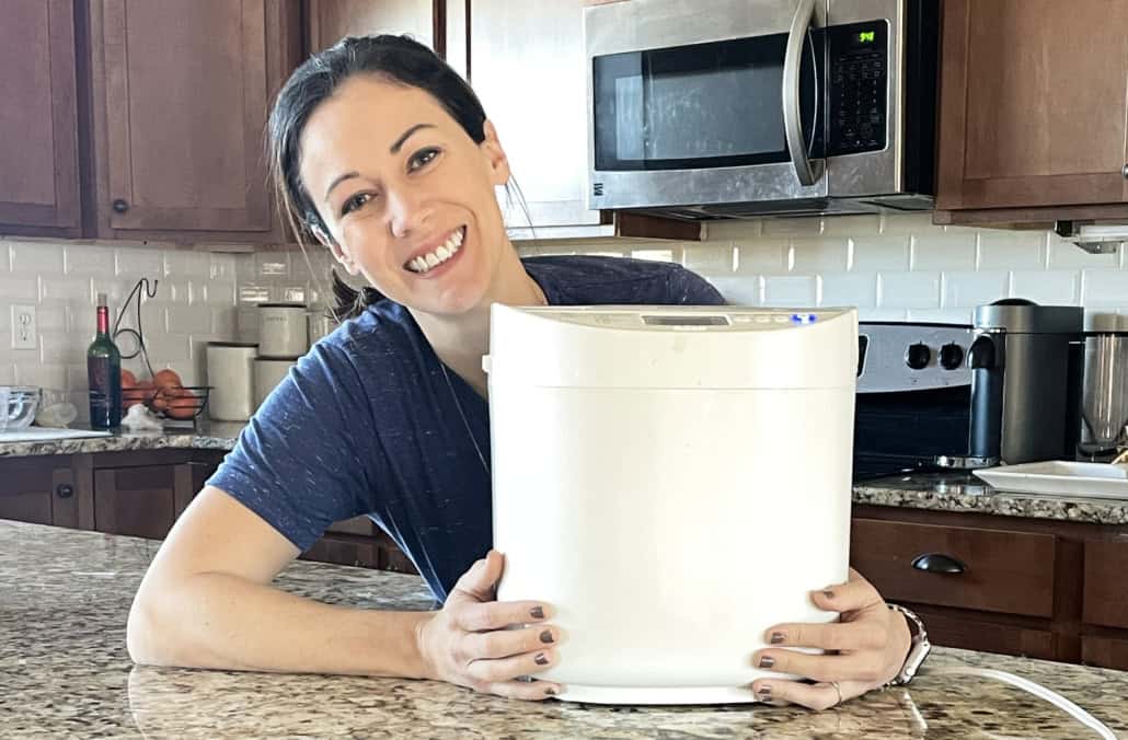 Polly Conner with a bread machine