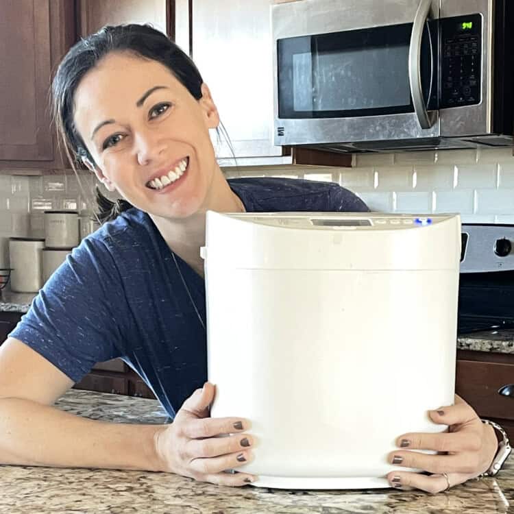 Polly Conner with her bread machine.