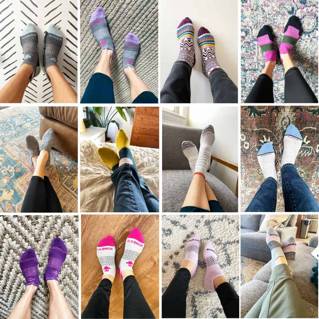 Collage image of women's Bombas socks