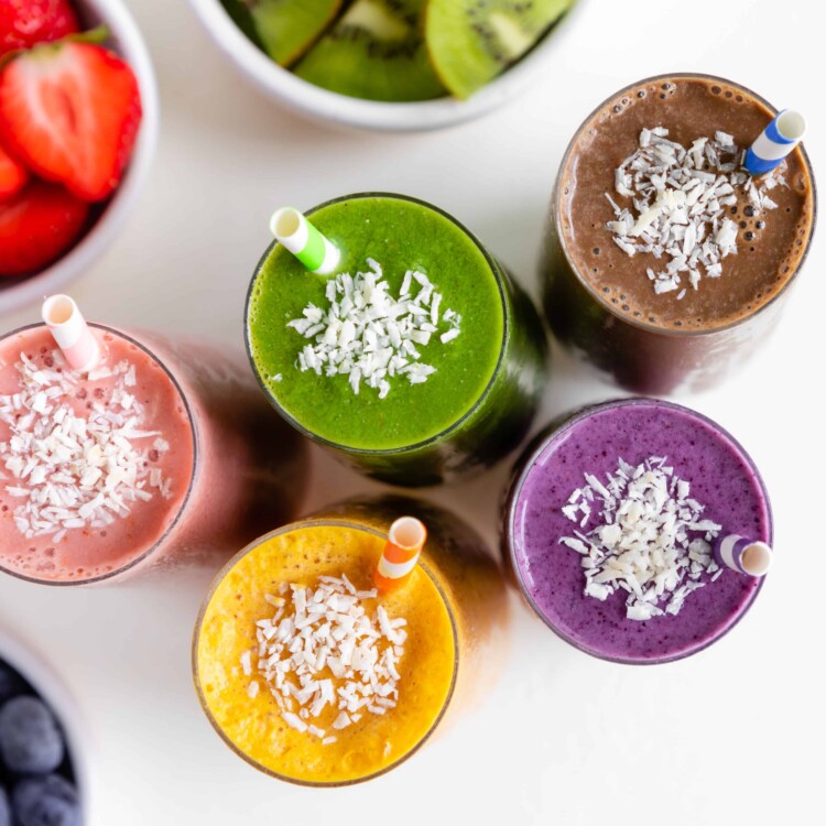 All five smoothie flavors available with SmoothieBox